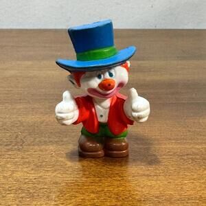 Vintage Clown Figurine 1981 Hong Kong Mego Miniature 2.25" PVC Top Hat Smiling